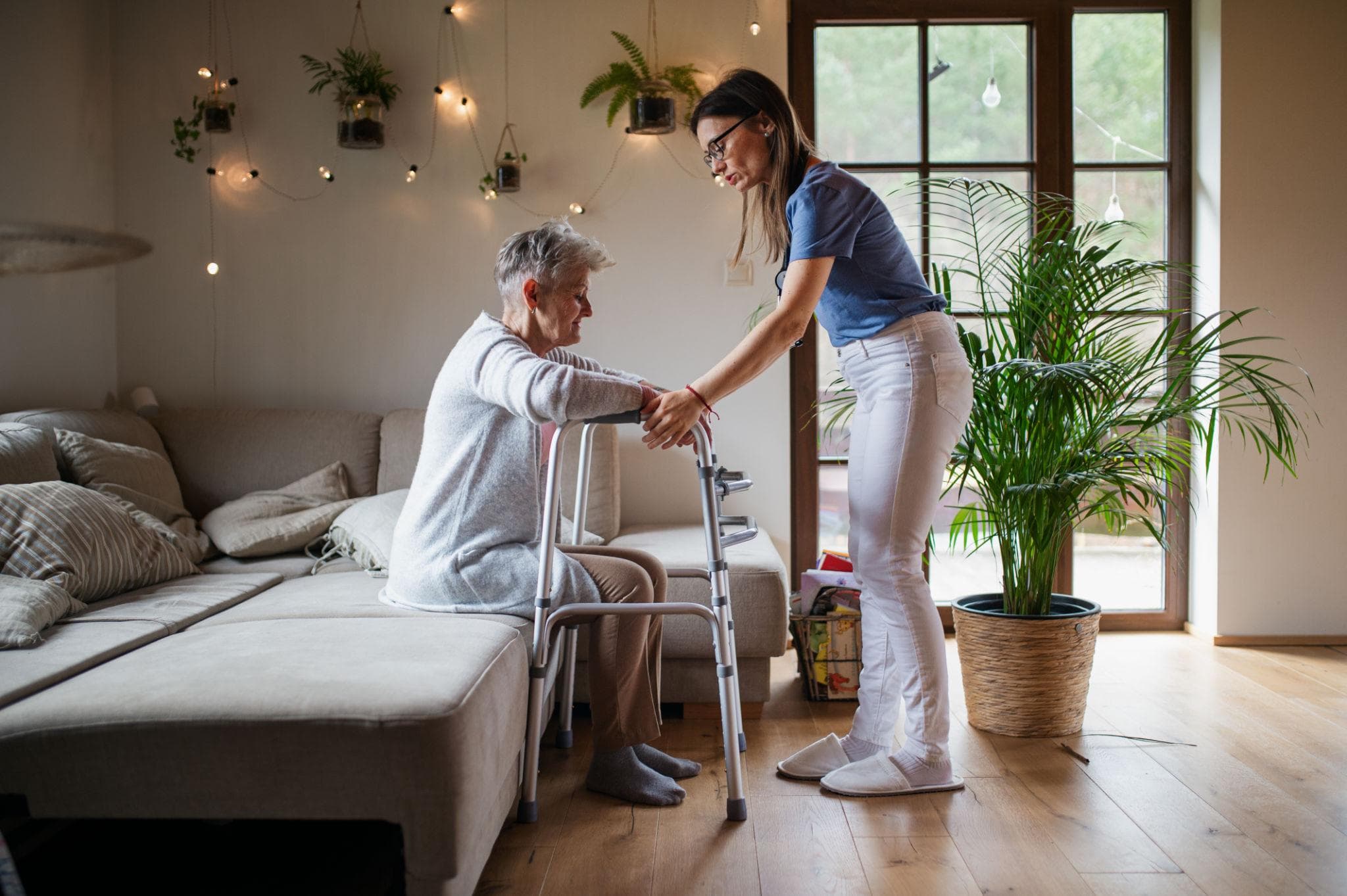 Caregiver providing compassionate personal care at home